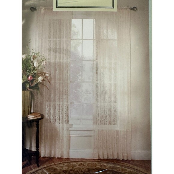 NorthCrest Vintage Lace Curtain Panel 60x84 Ivory Rod Pocket Sheer Window Panel - Picture 2 of 13